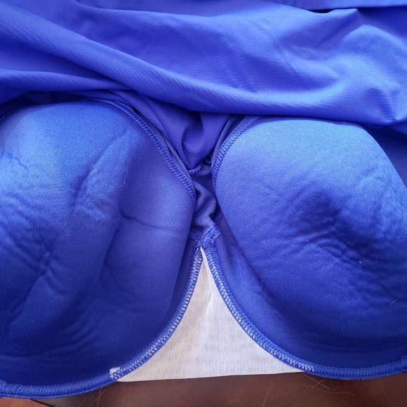 EUC, Land’s End, 22W, Tie-front Underwire Tankini, Electric Blue - Picture 12 of 13